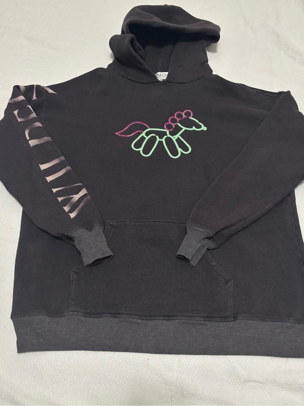 Wildfox Black Hoodie with Neon Balloon Dog Graphic
